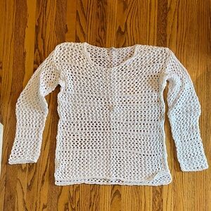 White Crochet Knit Sweater Tunic